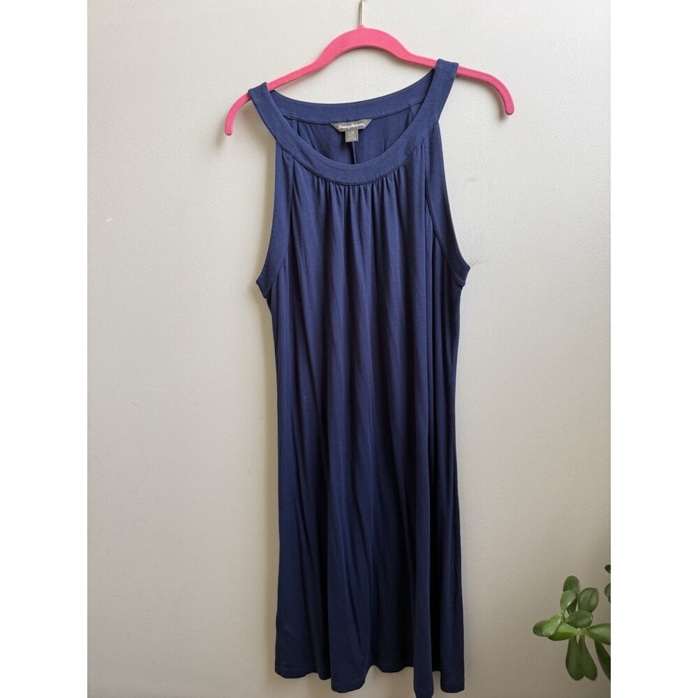 Tommy Bahama Dress Womens Size L Navy Blue Knee Length Viscose Stretch Summer